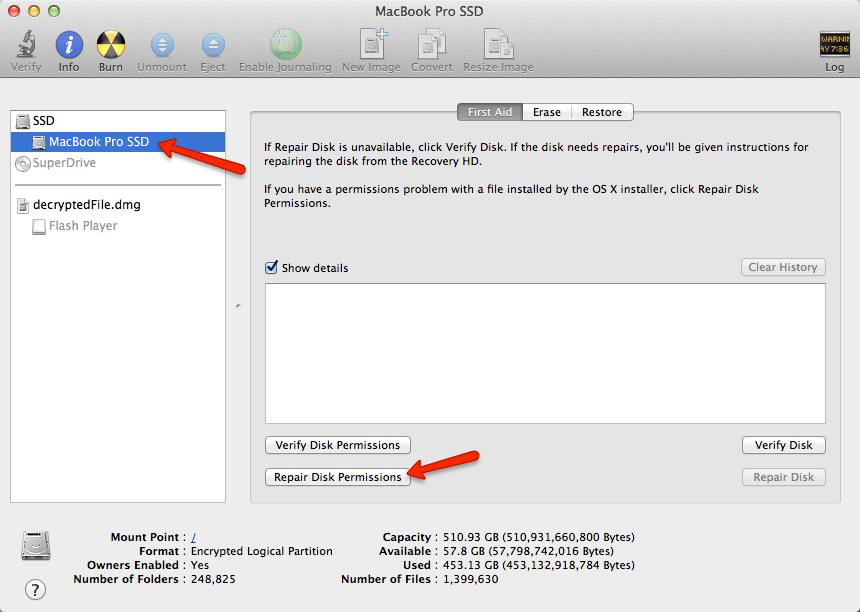 mac disk utility repair permissions