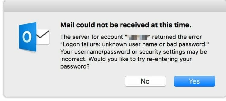 my email exchange password in outlook for mac is not working