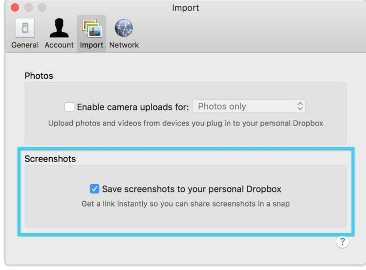 How to take a screenshot on macOS and create a Dropbox link
