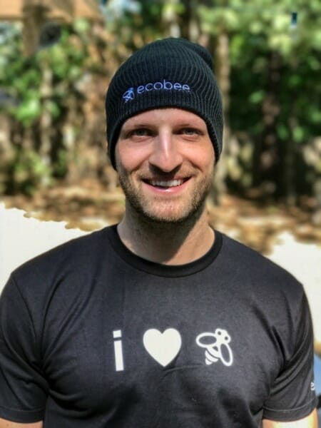 Michael wearing the ecobee shirt