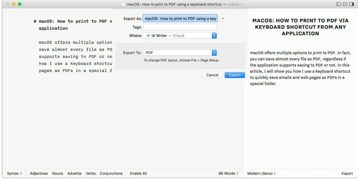mac make a shortcut for print to pdf file