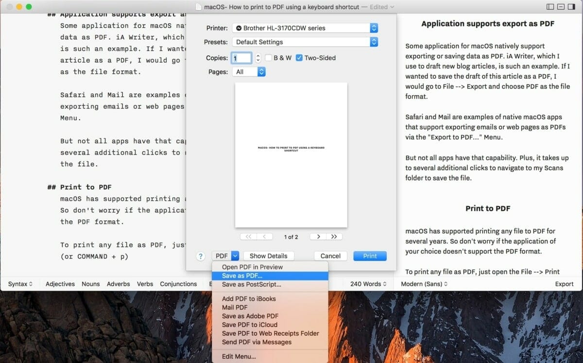 pdf writer for mac where does it save