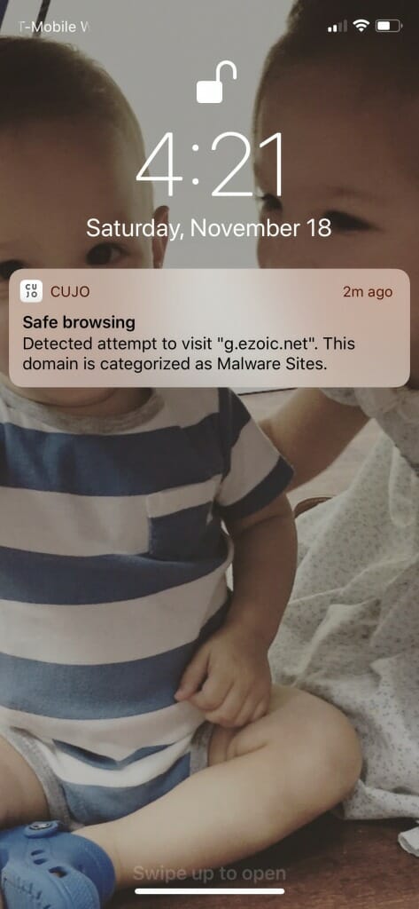 Safe browsing notification on iOS