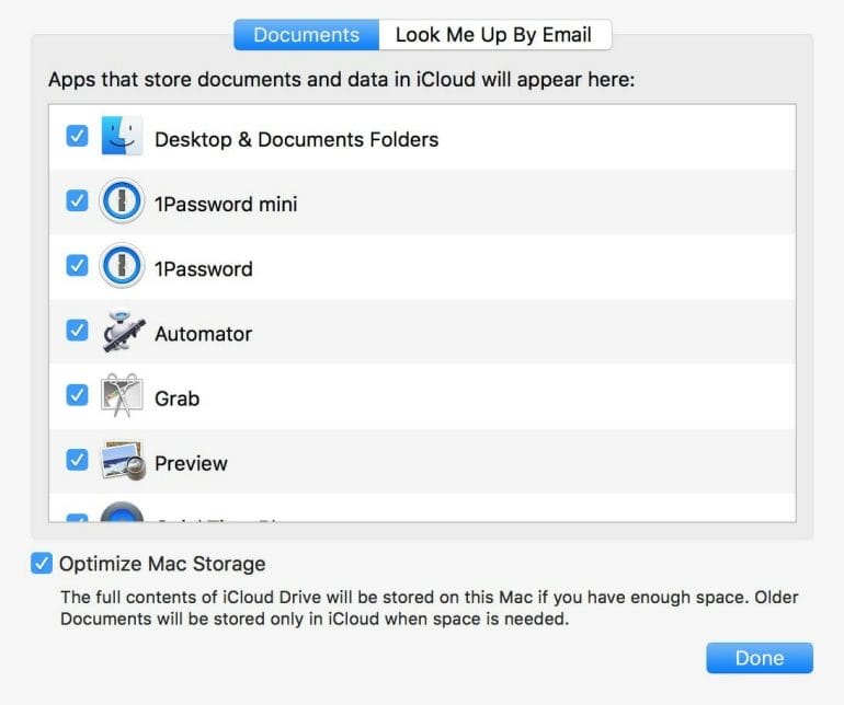 iCloud can optimize the storage on your Mac