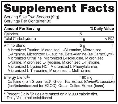 Ingredients of Optimum Nutrition Amino Energy