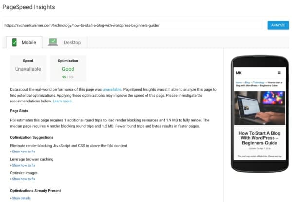 Google Page Speed Insights