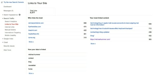 Backlinks to my page according to Google Search Console
