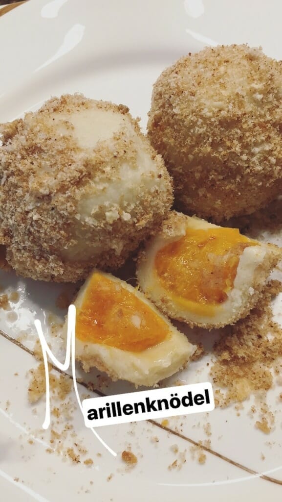 Austrian Marillenknödel: A traditional main dish. Delicious but not very healthy