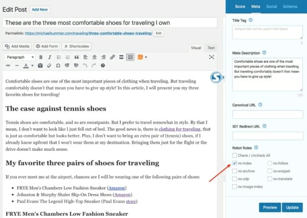 Set "thin" content to NoIndex