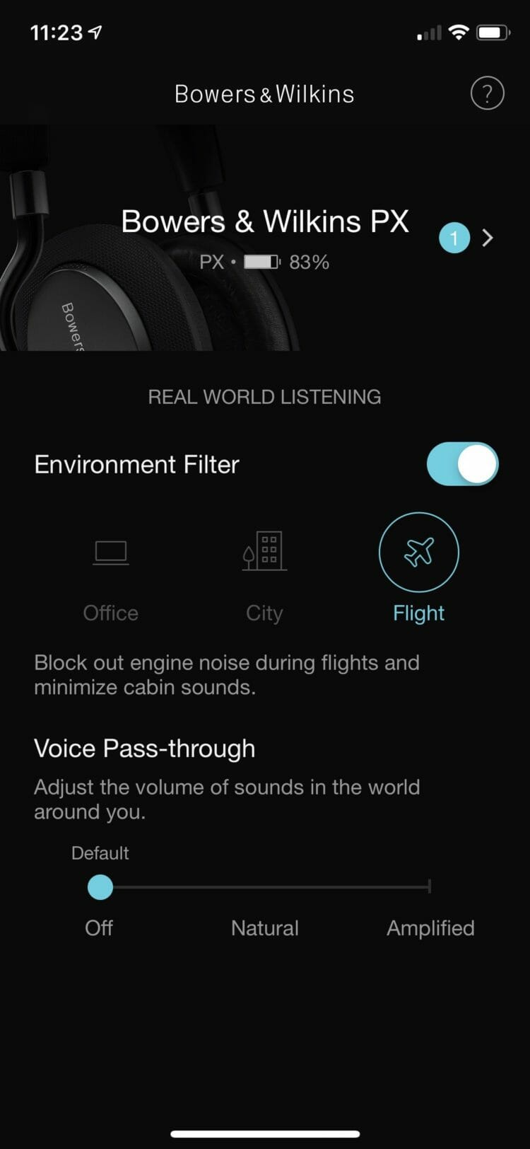 Environment Filter and Voice Pass-through Settings