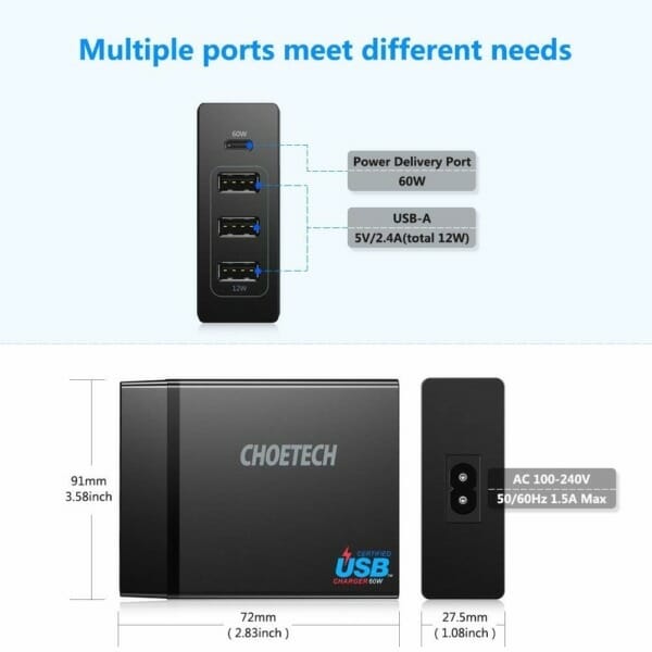 Choetech USB-C Charger Specifications