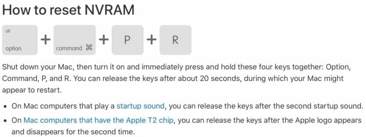 How to reset NVRAM