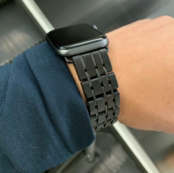 Ebony Wooden Apple Watch Band on my wrist