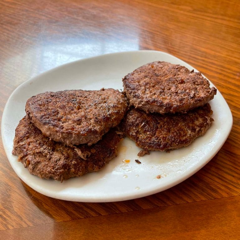 Plain burger patties I had for lunch while traveling to Orlando