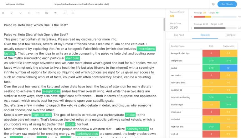 MarketMuse Optimize Application