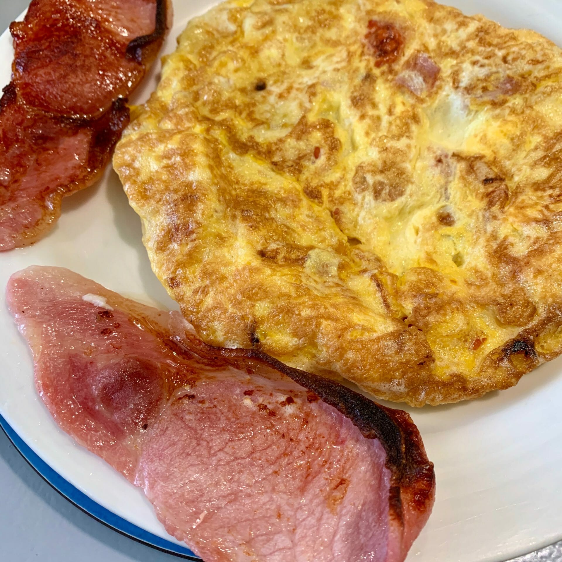Egg omelette with Irish bacon