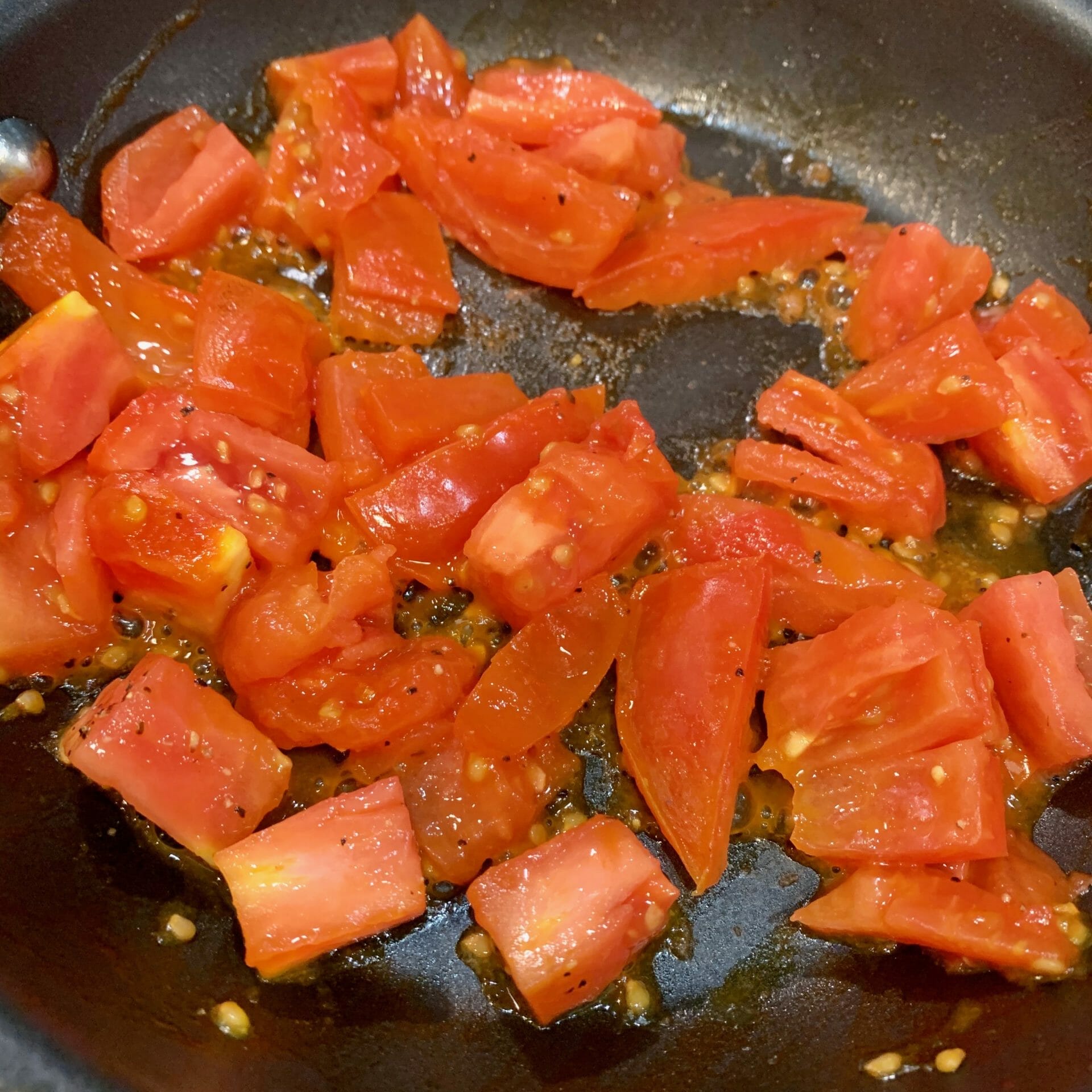 Fried, diced tomatoes