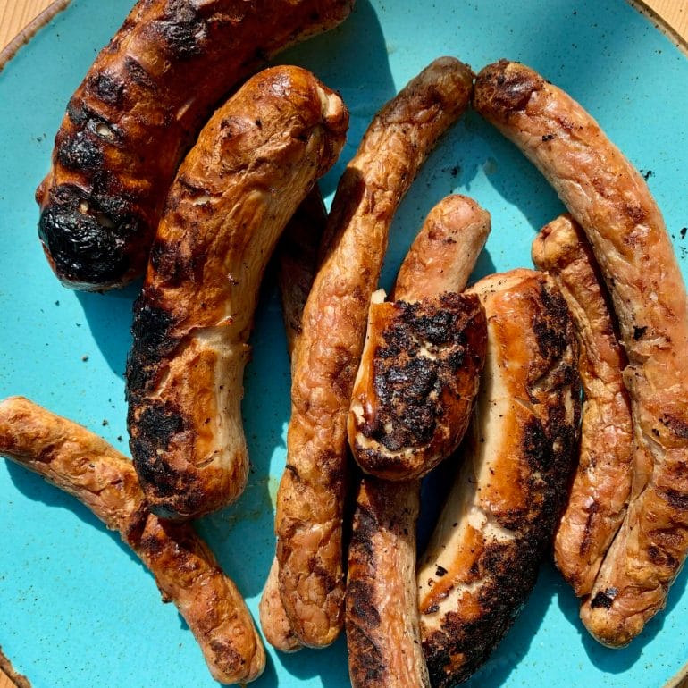 Mixed grilled sausages