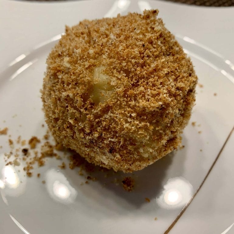 Austrian dish made out of a sweet dumpling, filled with an apricot and covered in breadcrumbs