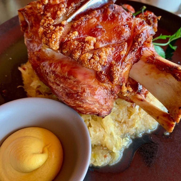 Pork shank with sauerkraut and mustard (Frankfurt Airport)