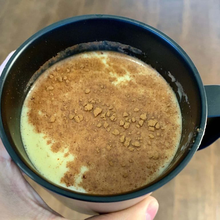 Turmeric latte with coconut fat and cinnamon