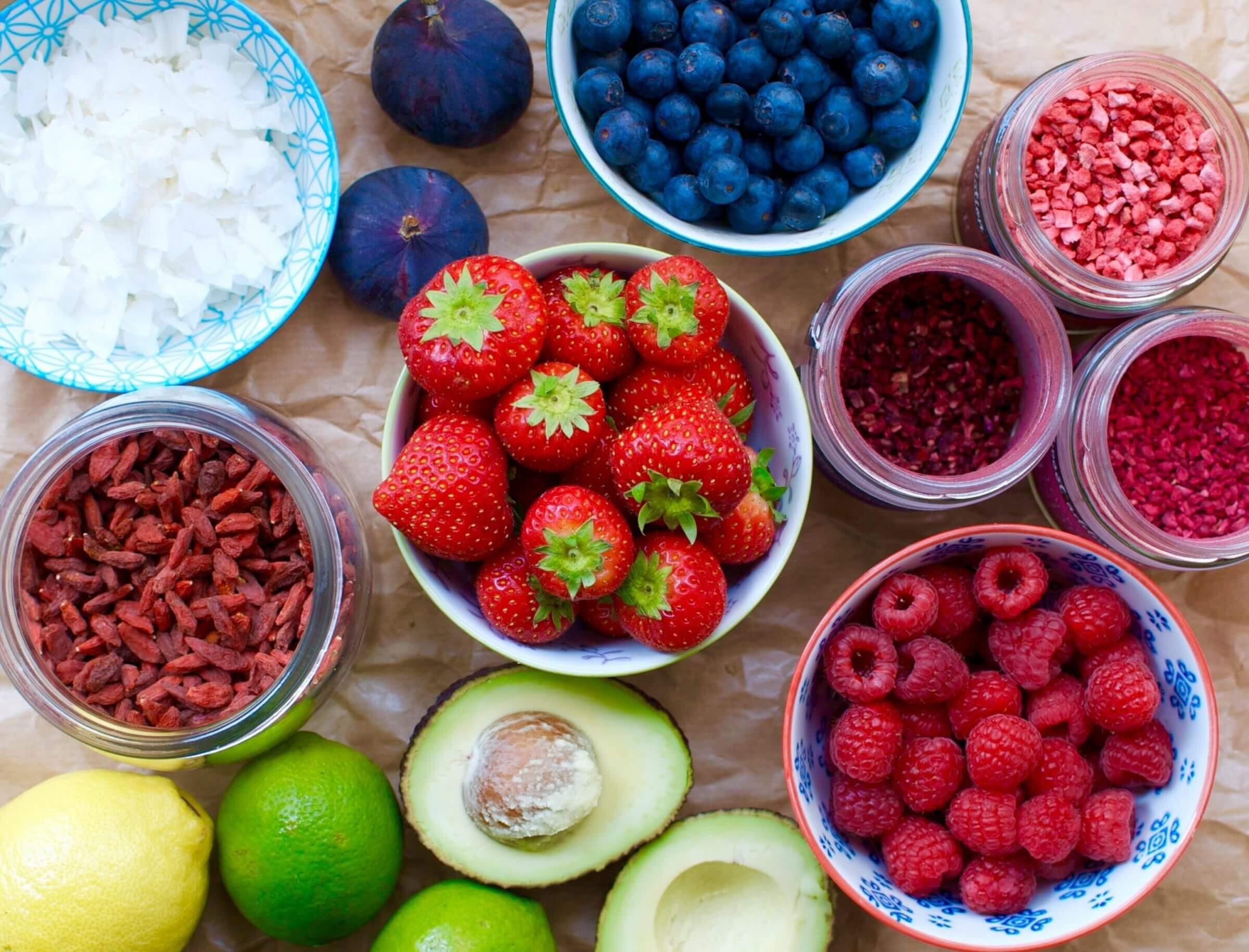 Berries, avocado and other healthy foods (except for the sugar-laden figs)
