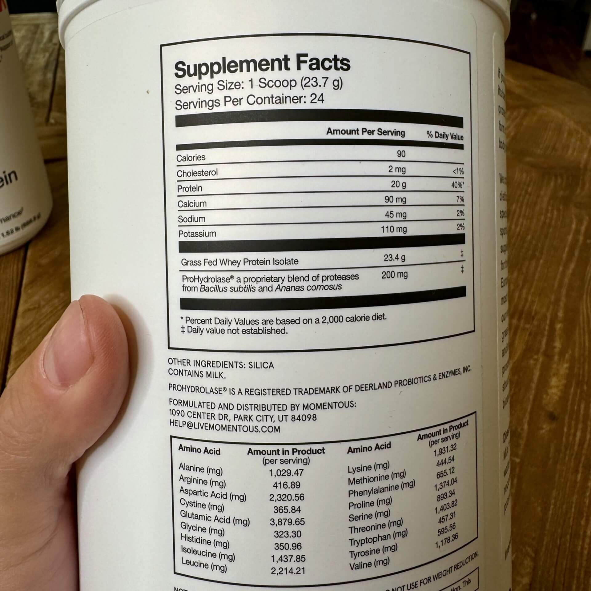 The unflavored version of Momentous Whey Protein has only three ingredients.