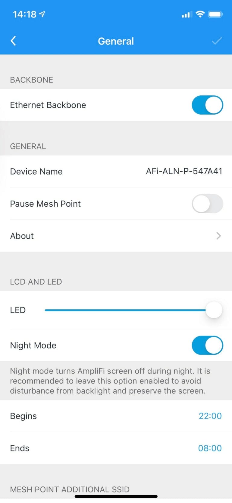 AmpliFi app - Ethernet backbone switch