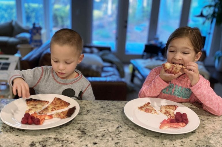 Kids enjoying Califlour pizza - 2