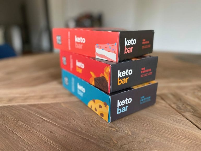 Three boxes of Perfect Keto bars