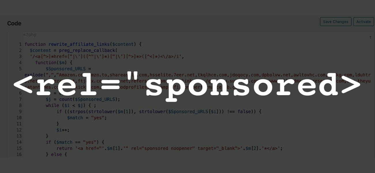 How to Automatically Add rel=sponsored to Affiliate Links