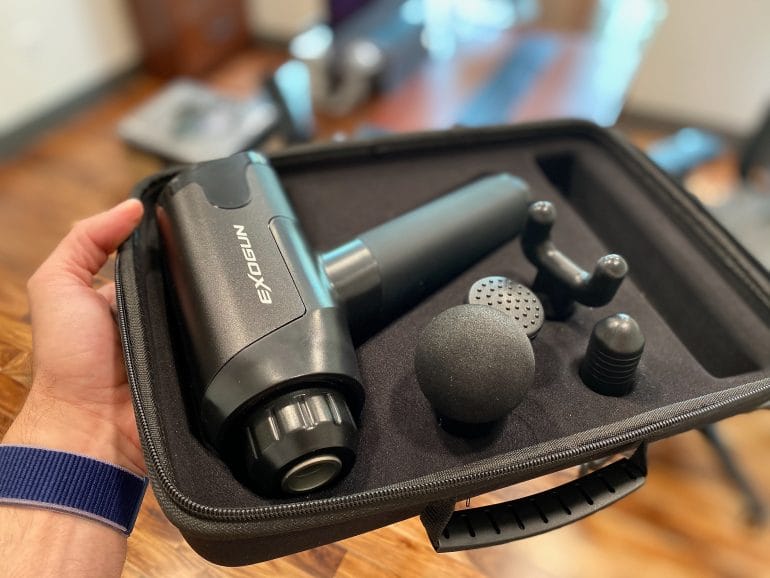 ExoGun and attachment heads in travel case.