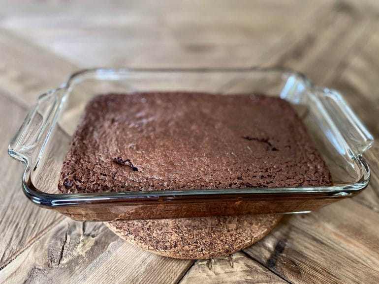 Finished brownie mix after baking