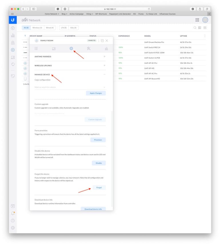 UniFi - How to forget a previously adopted device
