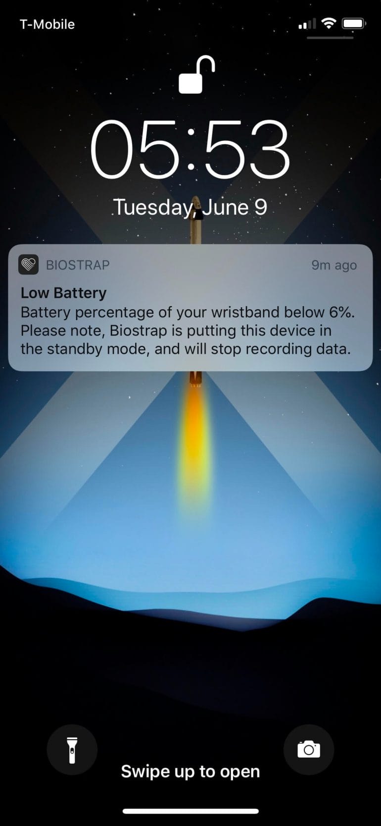 Biostrap - Low battery warning