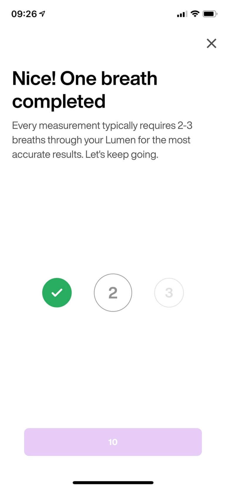 Lumen requires two to three breaths