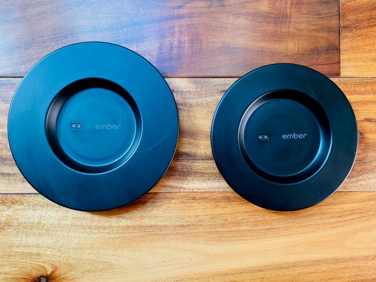 Size difference of the first- and second-generation charging coasters
