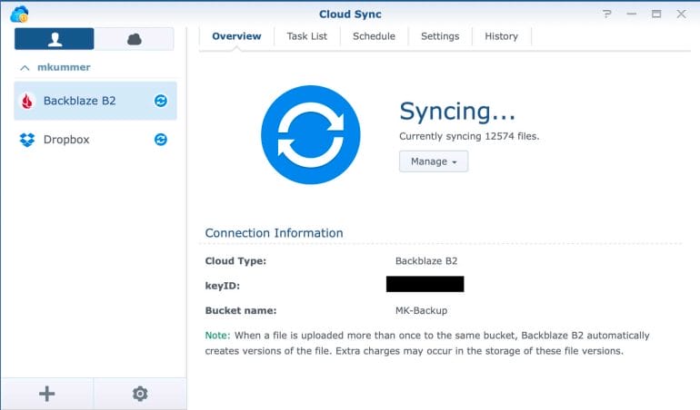 Synology DS1520+ - Cloud Sync