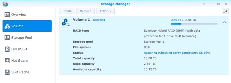 Synology DS1520+ - Storage Manager - Volume