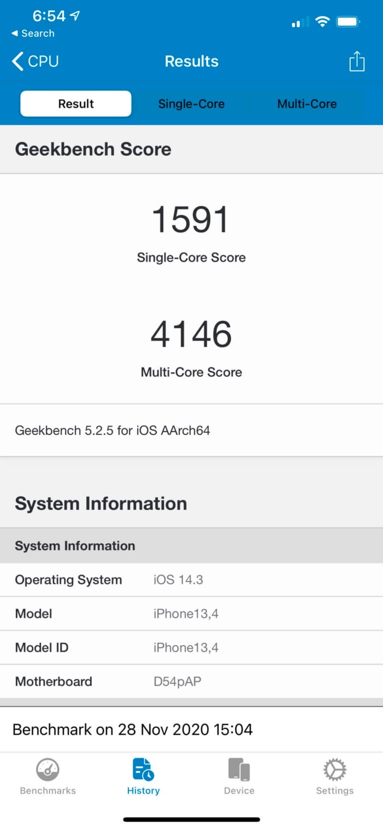 iPhone 12 Pro Max Geekbench Score