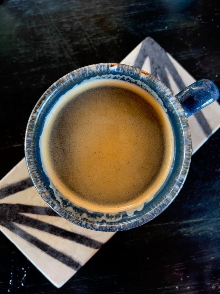 A cup of coffee I had while on vacation in Tulum, Mexico.