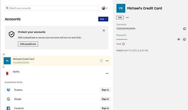 The password manager offered by Dropbox.
