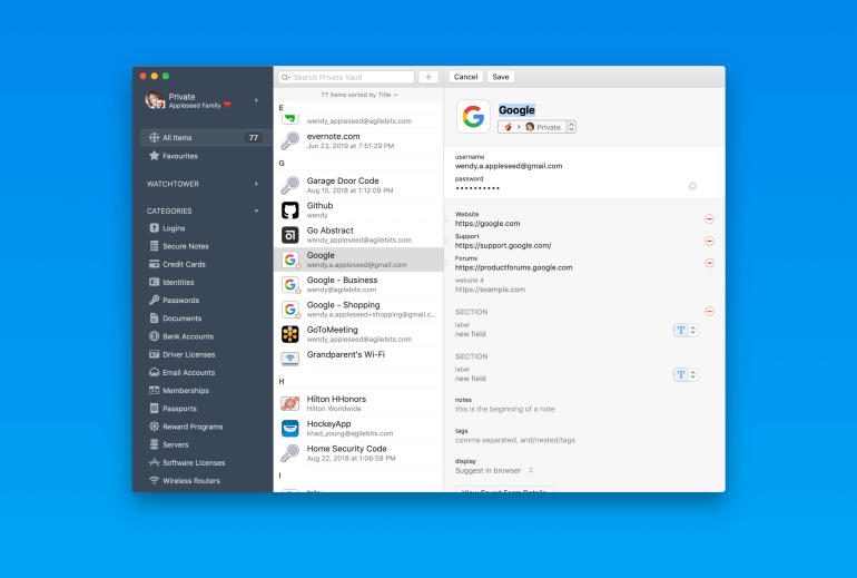 1Password for macOS