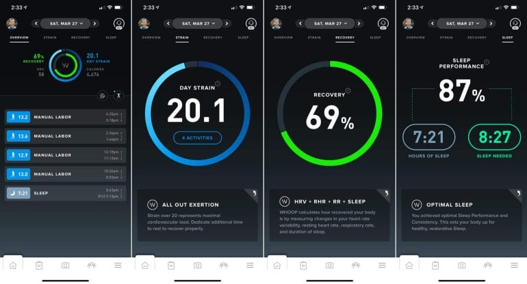 Overview of the WHOOP app.