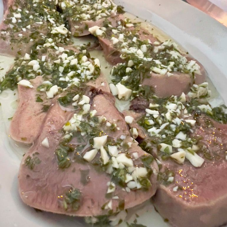 Beef tongue soaked in vinaigrette