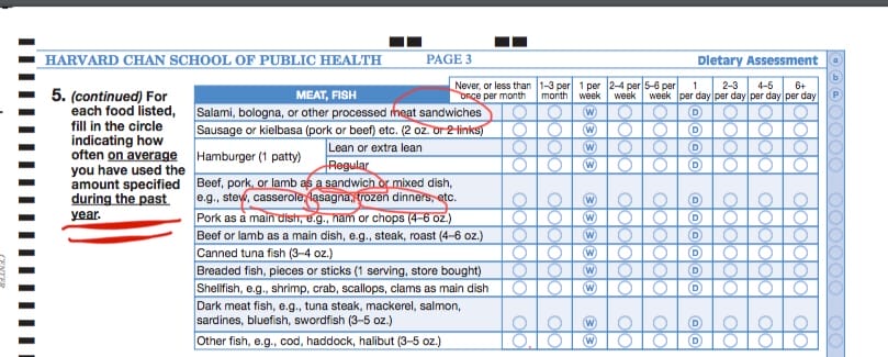 A screenshot from the Harvard Chan School health study on red meat.