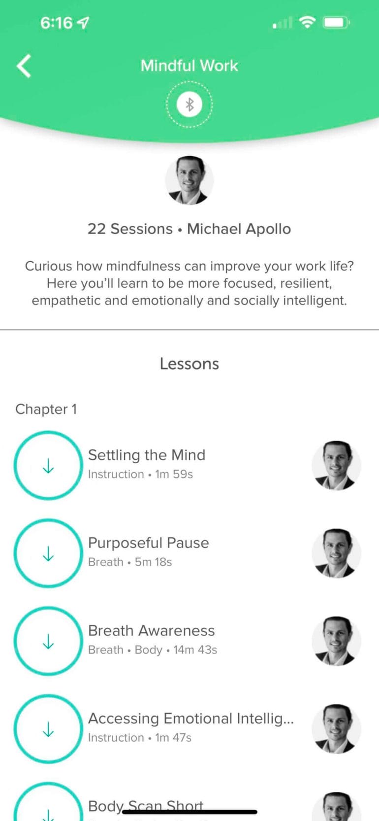 Some of the lessons included in the Mindful Work course.