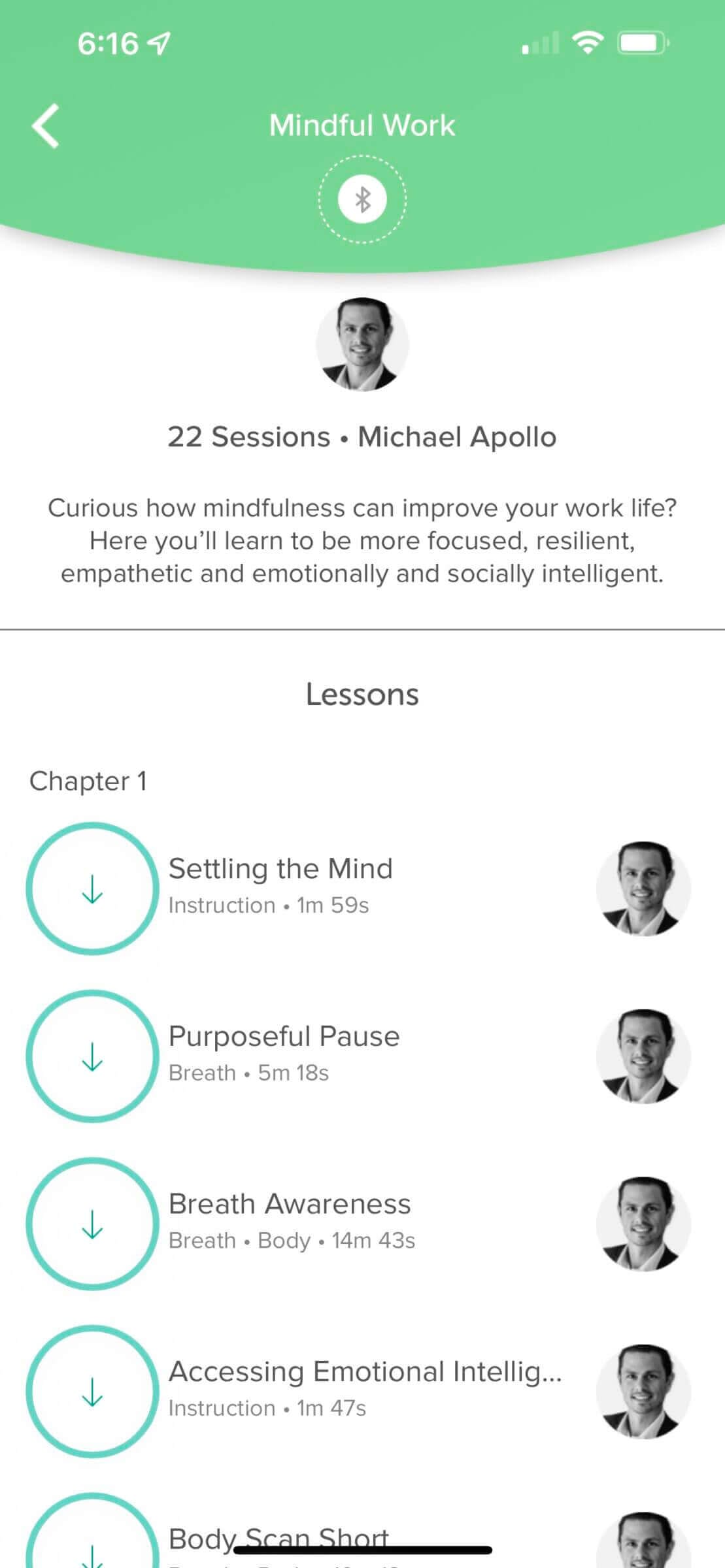 Some of the lessons included in the Mindful Work course.