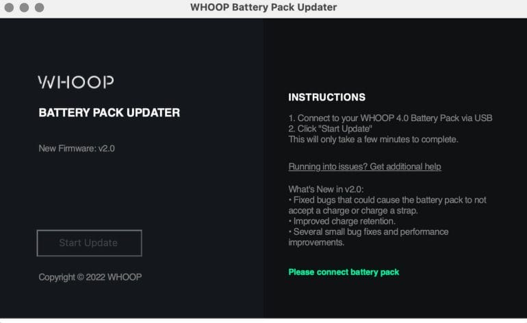 WHOOP 4.0 Battery Pack Updater for Mac