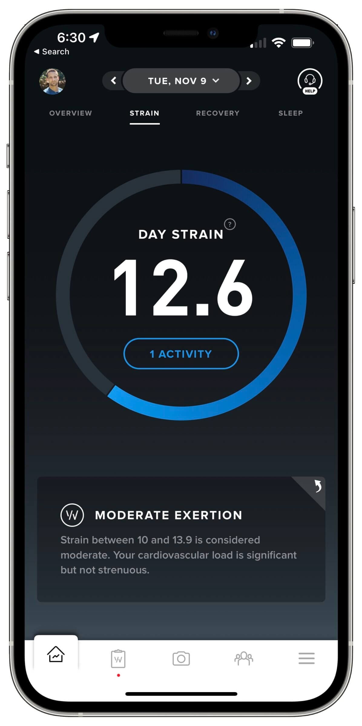 WHOOP tracks cardiovascular strain.